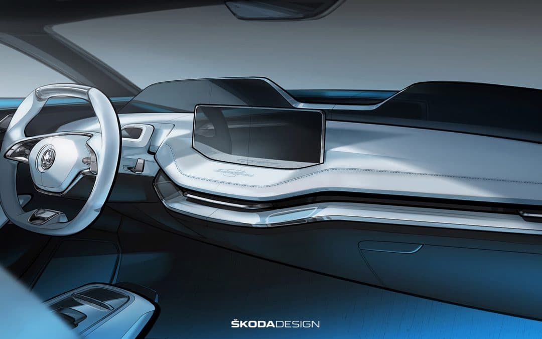 Sneak peek of the Skoda Vision E’s futuristic interior